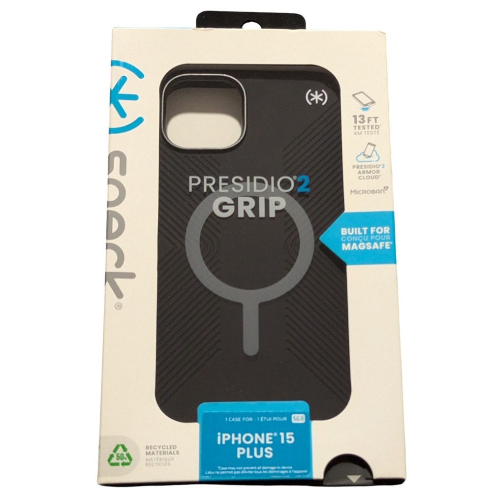 BB. Speck Presidio2 Grip  Case iPhone 15 Plus/iPhone 14 Plus -Black‎ (MagSafe)
